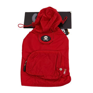 Fabdog Skull Red Dog Waterproof Nylon Raincoat - Size XL
